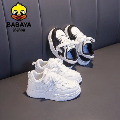 BABAYA children's small white shoes girl shoes 2023 autumn new boys board shoes anti -slip sports shoes baby shoes