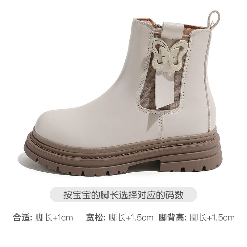 BABAYA children Martin boots girls with velvet boots 2023 winter new two cotton shoes girl smoke tube leather shoes