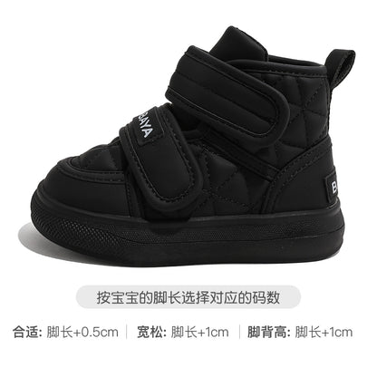 BABAYA children's snow boots girls plus velvet boots 2023 winter new boys two cotton shoes baby interior shoes