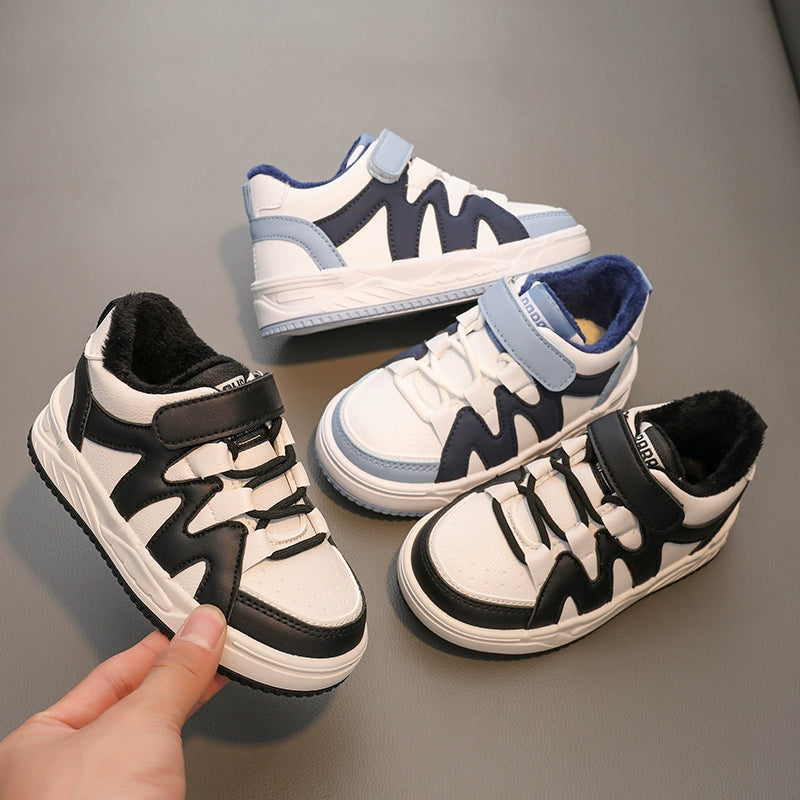 BABAYA children's cotton shoes boys plus velvet sports shoes 2023 Winter new girl two cotton plate shoes