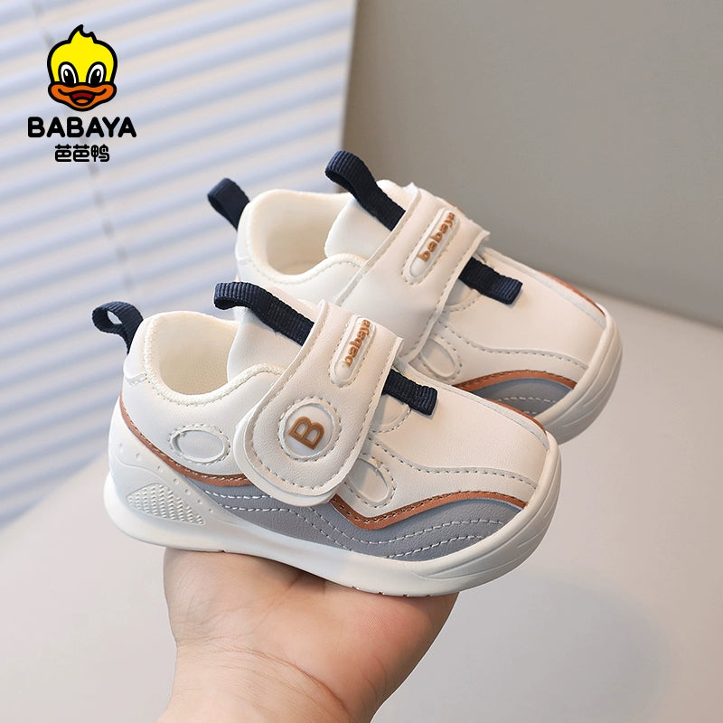 Baba Duck Children's Step Shoes Baby Foot Suit Leisure Shoes 2023 Autumn New Men and Girls' Soft Bottom White Shoes