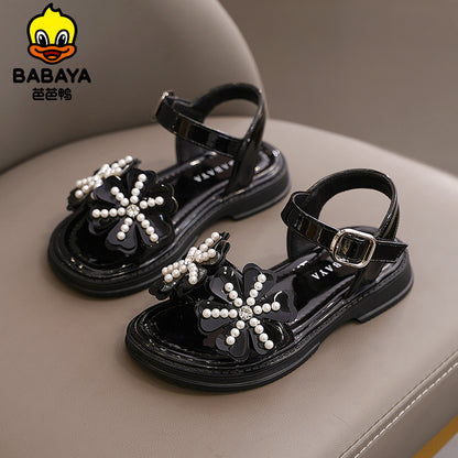 BABAYA girl sandals 2023 Summer new Chinese big children's soft bottom shoes girl fashion children princess sandals