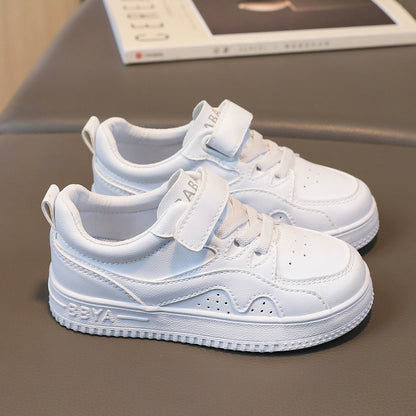 BABAYA children's small white shoes boys kindergarten white sports shoes 2023 autumn new girl shoes