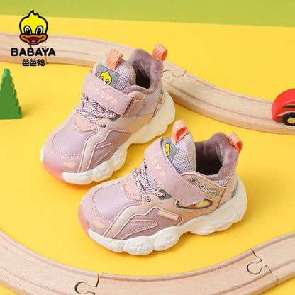 BABAYA children's energy shoes girls plus velvet sports shoes 2023 Winter new boys two cotton shoes Small and small children's shoes