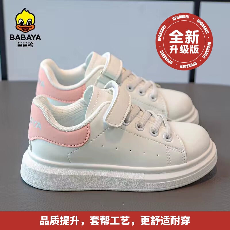 Baba Duck Children McQueen White Shoes Girl Shoes 2023 Autumn New Boys Shoes White Board Sneakers sneakers